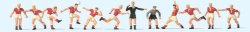 Preiser PR10075 Soccer Team (11) & Referee Red/White Exclusive Figure Set