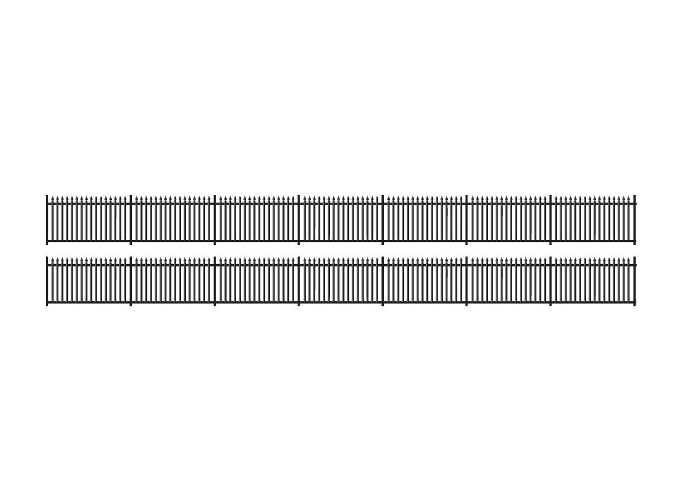 245 - GWR Spear Fencing, Black, Straights - 484mm