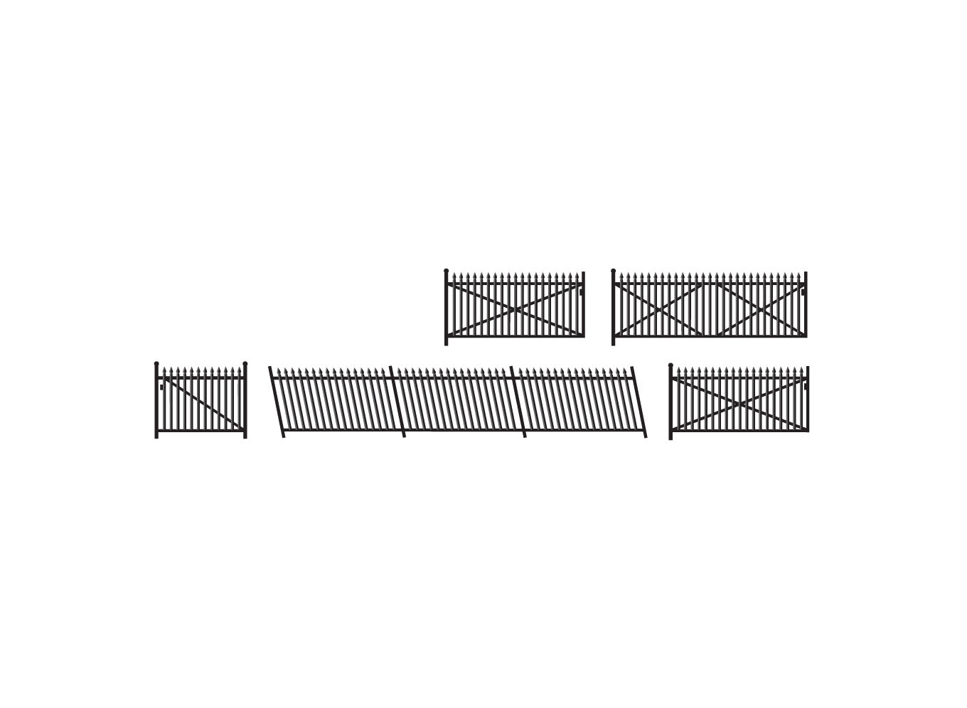246 - GWR Spear Fencing, Black, Ramp Sections & Gates