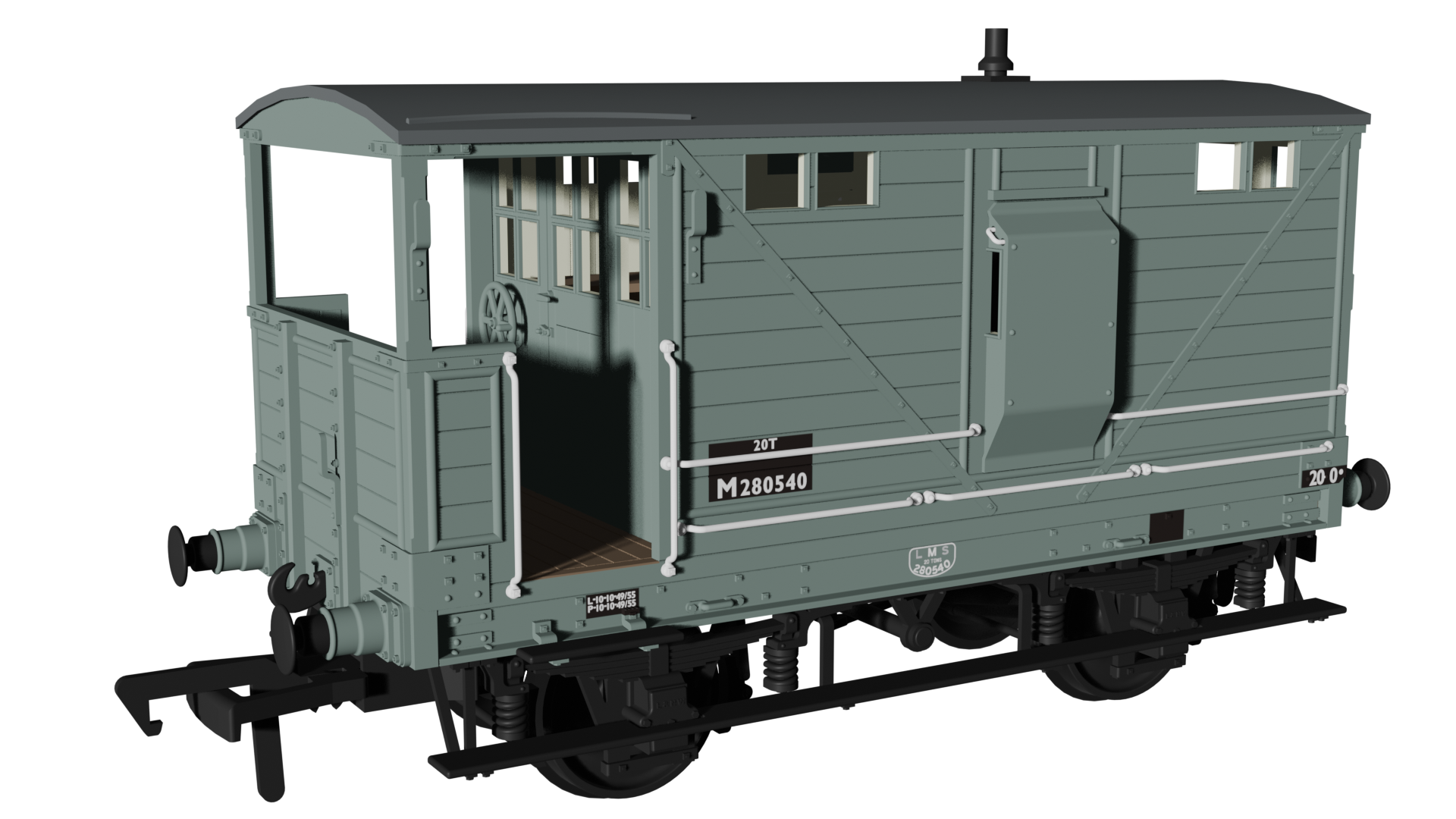 987008 - Rapido - OO - LNWR D17b Brake - BR No.M280540