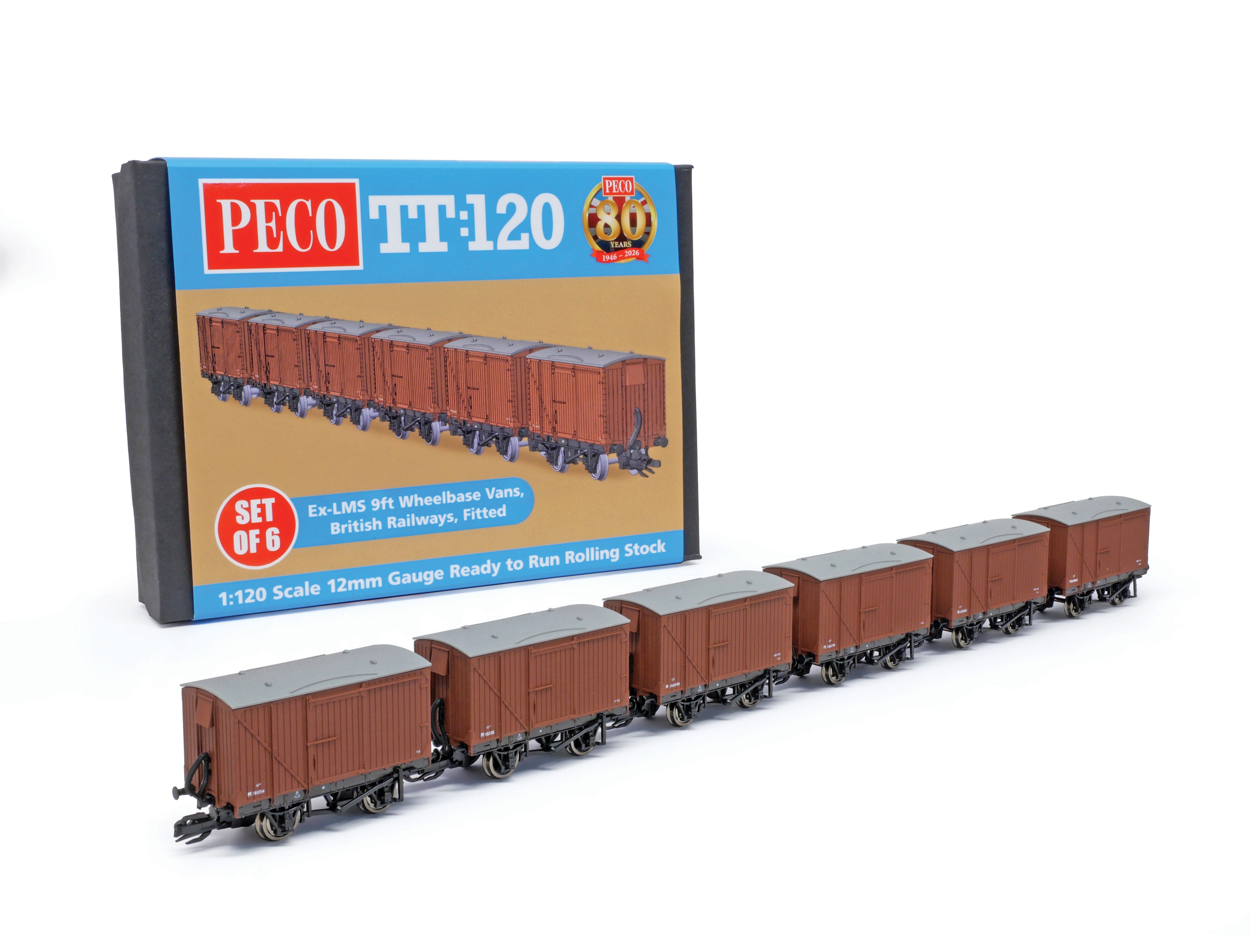 TTR61303 - PECO - TT:120 - LMS/BR 9ft Wheelbase Vans Fitted (Set of 6)