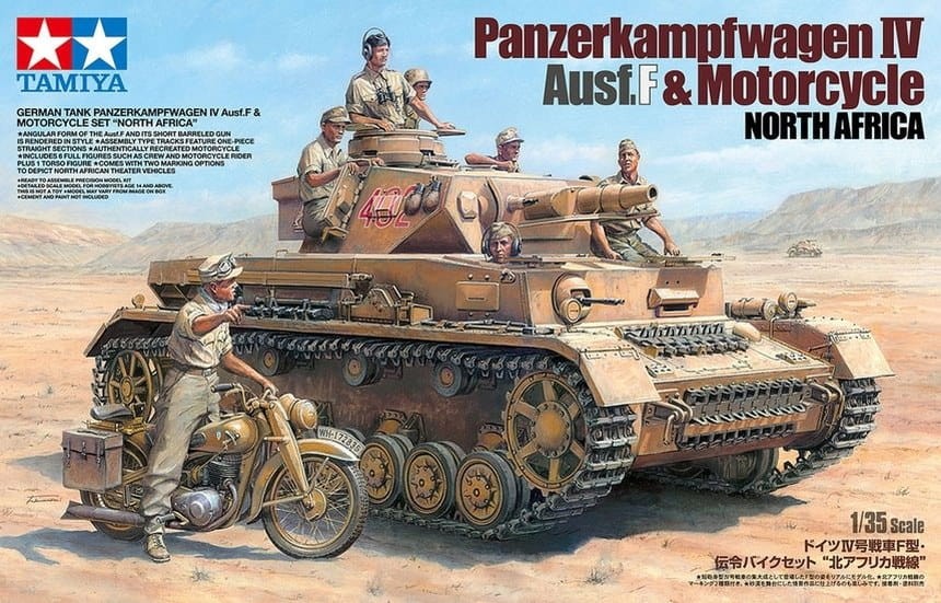 25208 - Tamiya - 1/35 Panzerkampfwagen IV Ausf.F & Motorcycle Set "North Africa"1/35