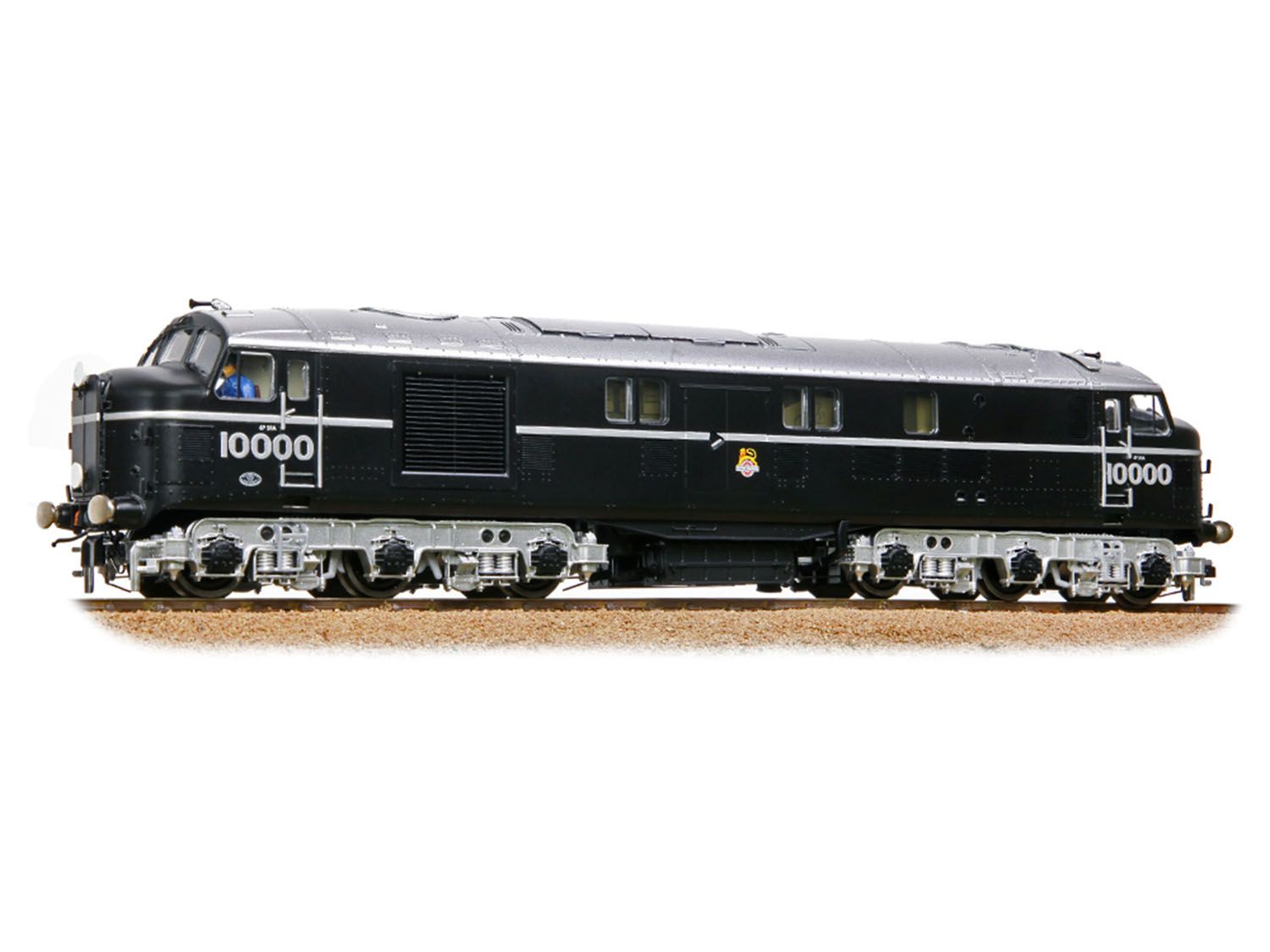 Model train engine with '10000' on a white background