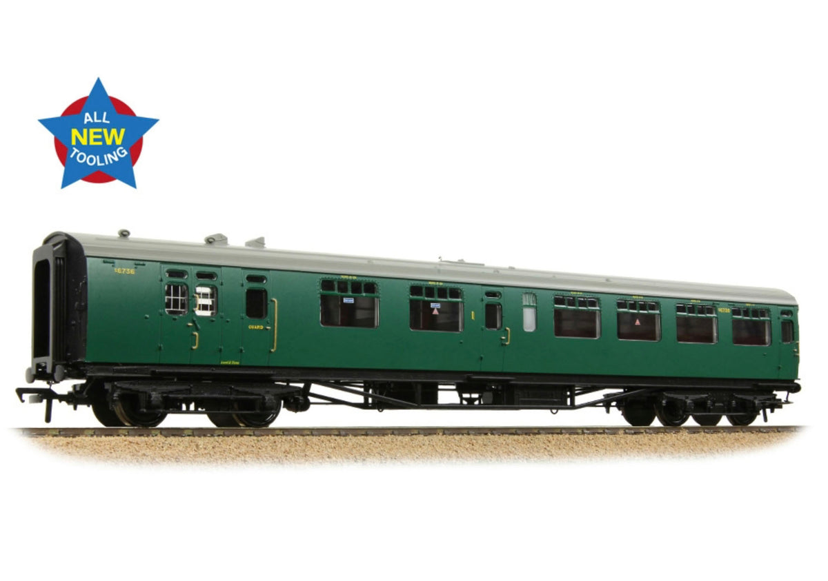 34-760A - Bachmann - OO - SR Bulleid Brake Comp. Corridor 10" Vents BR (Ex-SR) Malachite Green