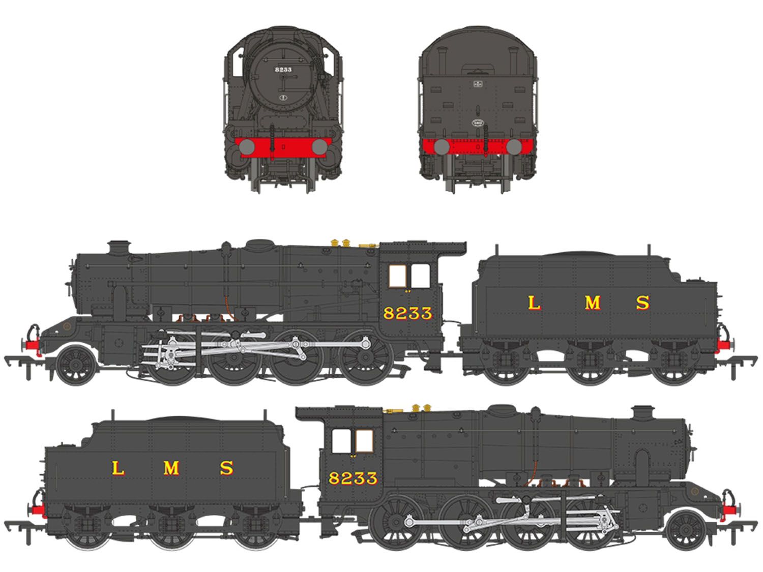 35-226 - Bachmann - OO - LMS 8F with Riveted Tender 8233 LMS Black