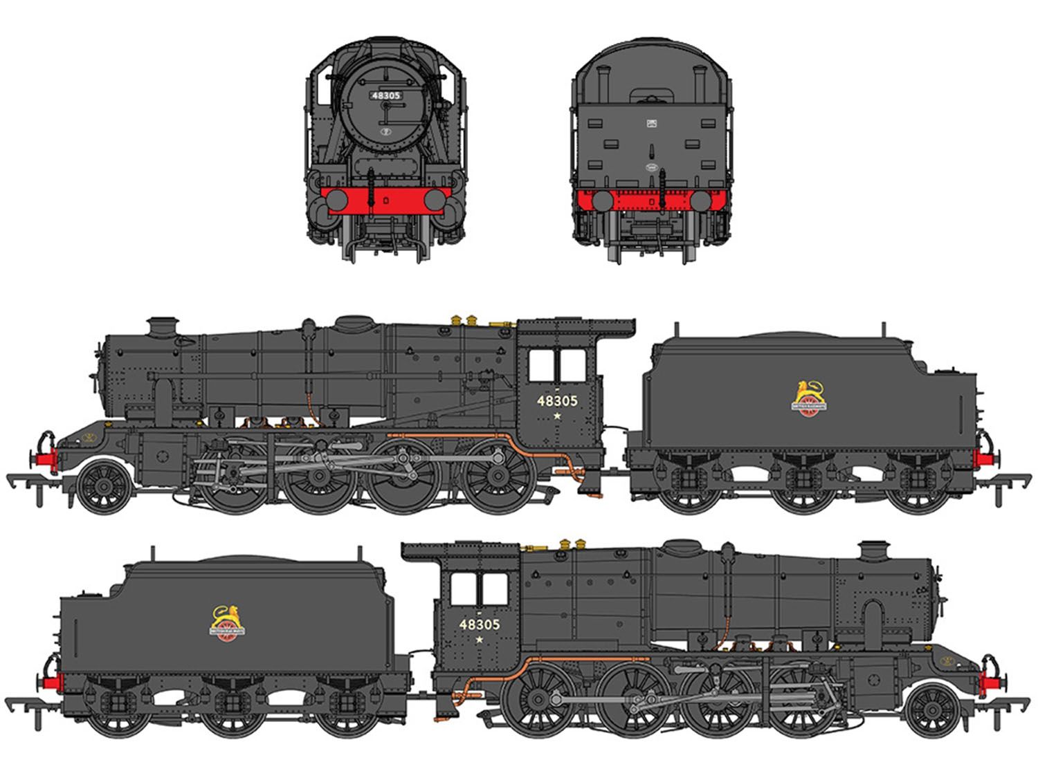 35-230SFX Bachmann - OO - LMS 8F with Welded Tender 48305 BR Black (Early Emblem)