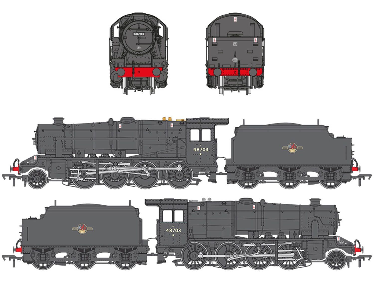 35-231 - Bachmann - OO - LMS 8F with Welded Tender 48703 BR Black (Late Crest)