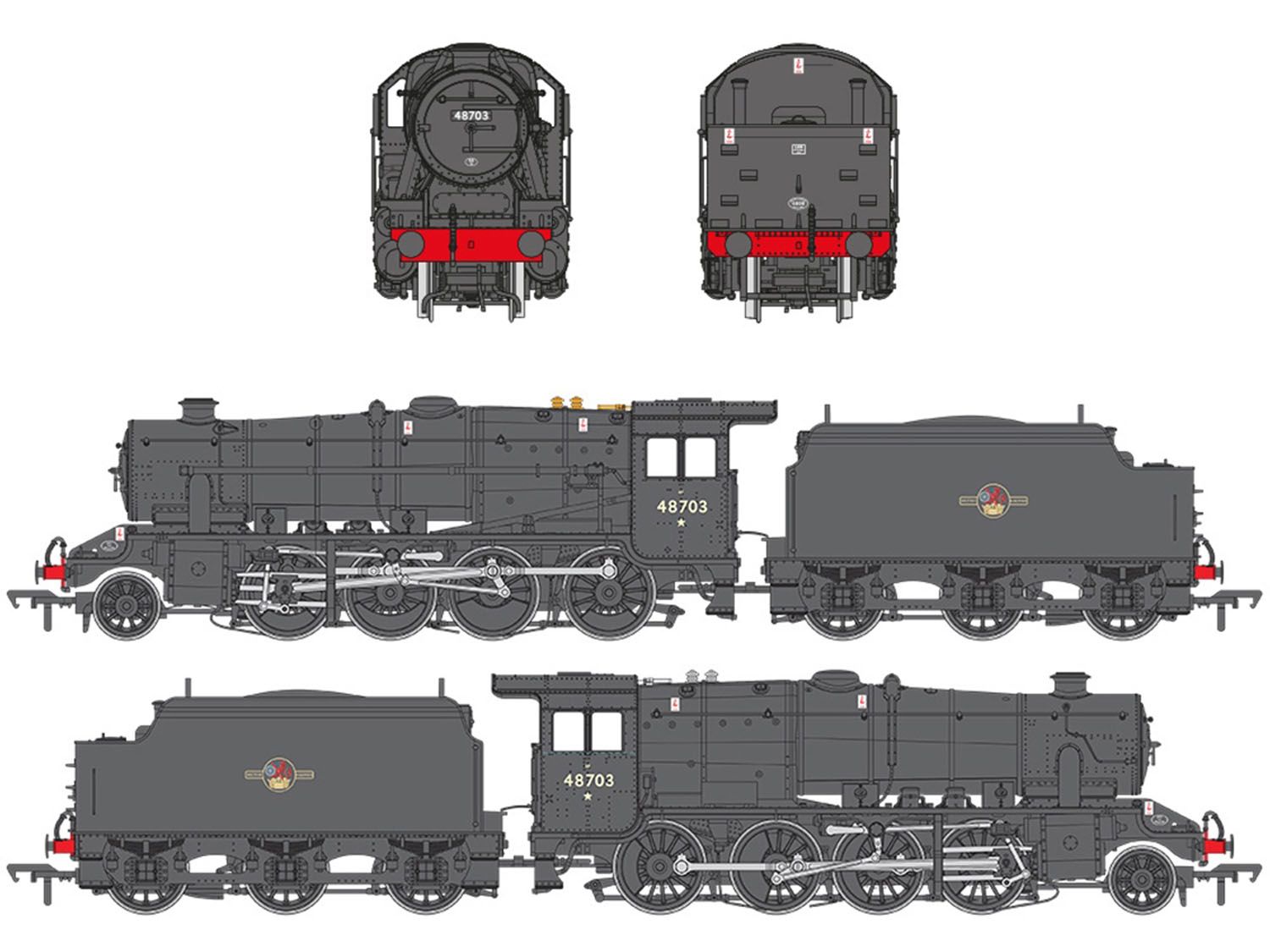 35-231SFX - Bachmann - OO - LMS 8F with Welded Tender 48703 BR Black (Late Crest)