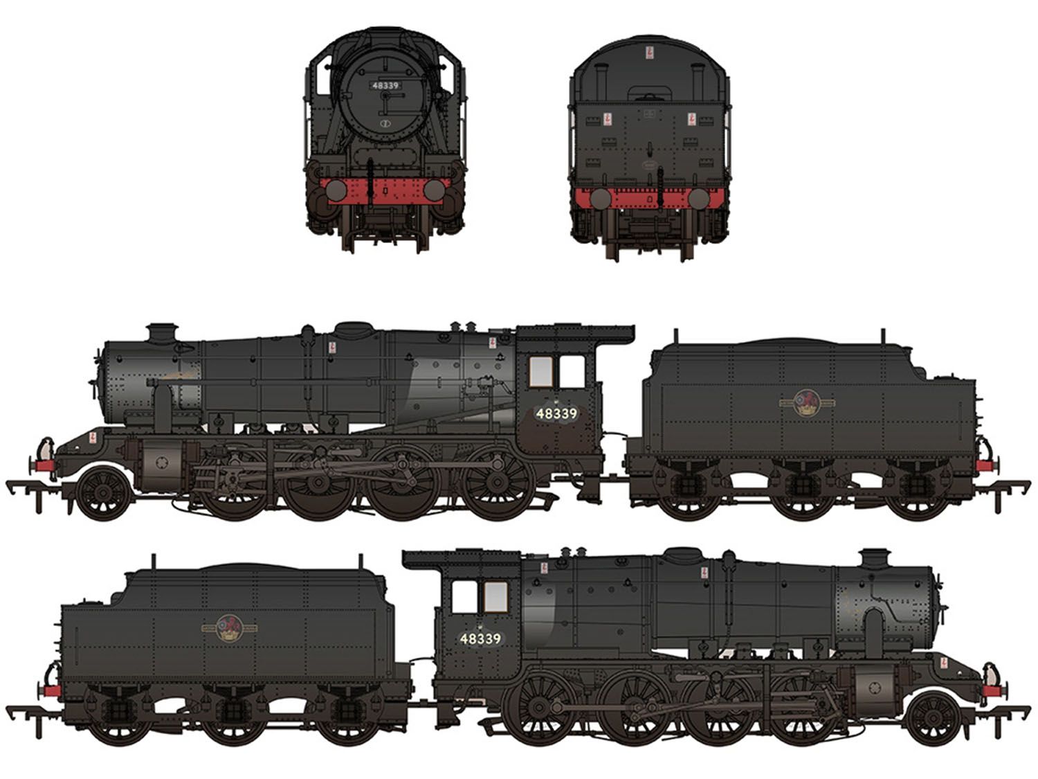 35-235 - Bachmann - OO - LMS 8F with Riveted Tender 48339 BR Black (Late Crest) [W]