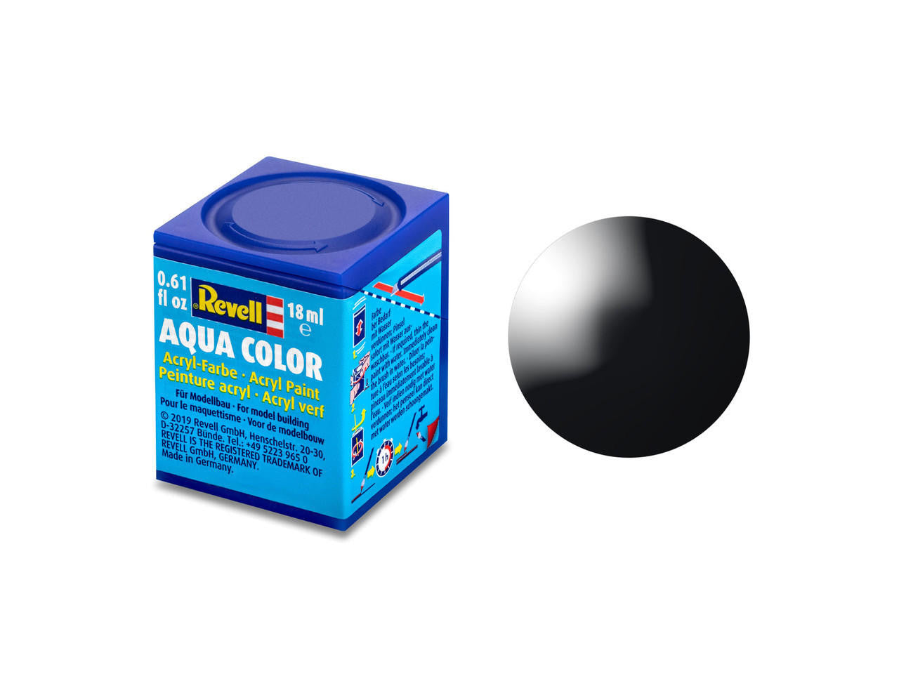 Revell 36107 Gloss "Black" (RAL 9005) Aqua Color Acrylic - 18ml