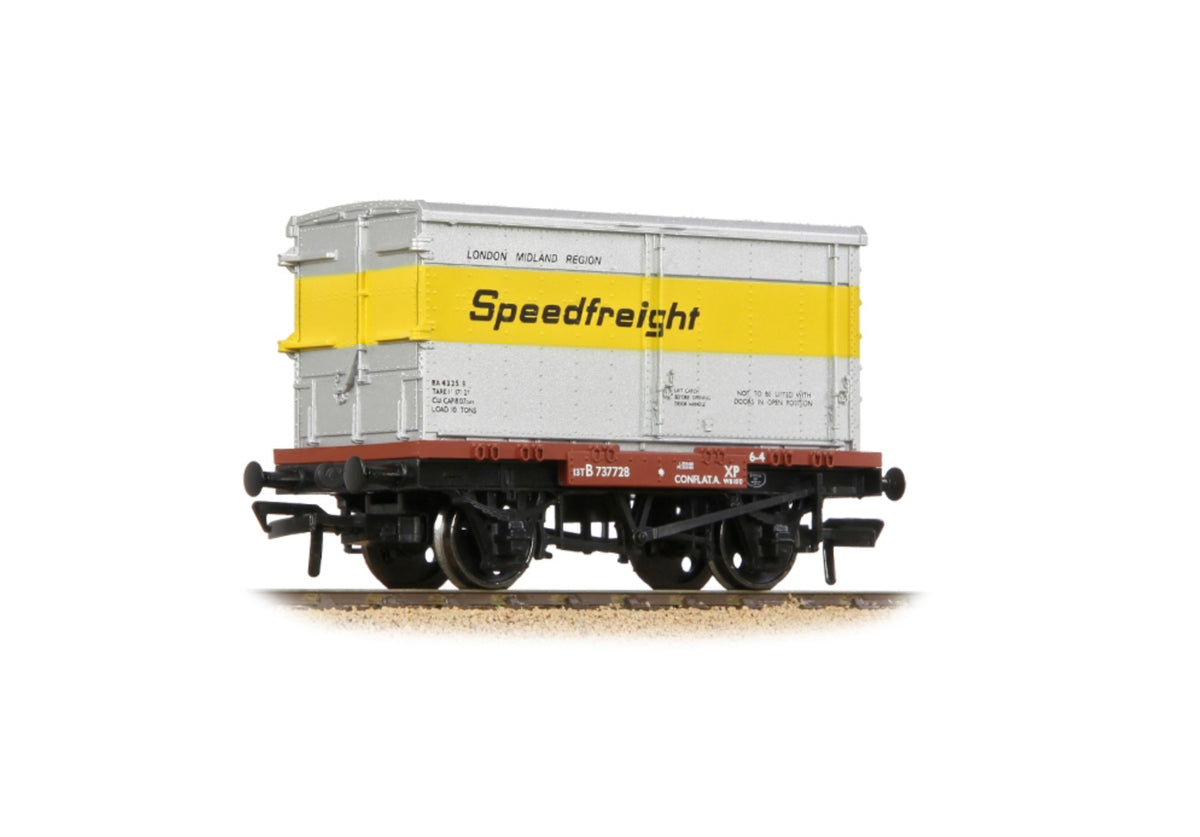 37-990A - Bachmann - OO - Conflat Wagon BR Bauxite (Early) with 'Speedfreight' BA Container