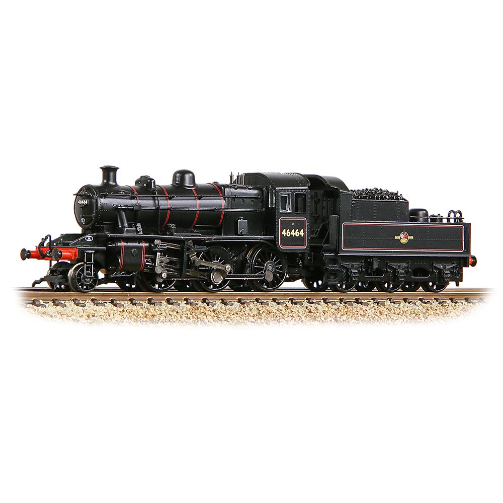 372-628B - Graham Farish - LMS Ivatt 2MT 46464 BR Lined Black (Late Crest)