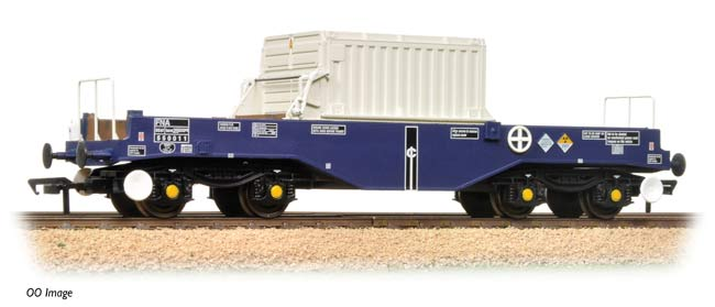 377-803 - Graham Farish - N - BR FNA Nuclear Flask Wagon with Flat Floor DRS Blue