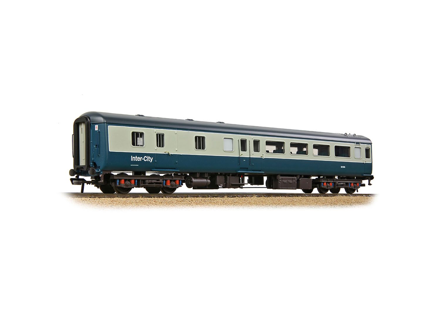 Model train car with 'Inter-City' branding on a white background