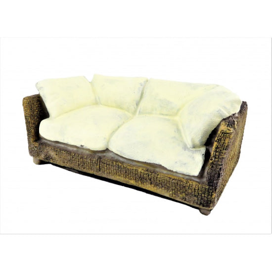 4035 Brown Rattan Sofa Resin Modern Conservatory Garden Furniture  1;12th Scale