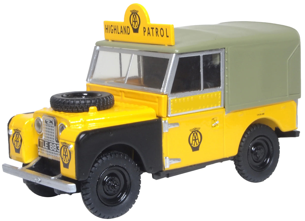 43LAN188025 - Oxford Diecast - Land Rover Series I 88" Canvas AA Highland Patrol - 1:43 Scale