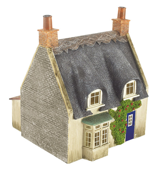 44-122G Thatched Cottage - Grey Stone & Blue Door SPECIAL OFFER