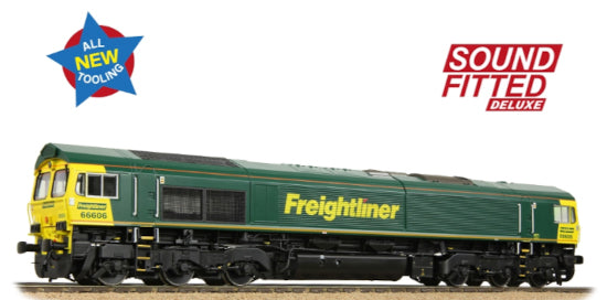 50-002SFX Class 66/6 66606 Freightliner Green - Sound Fitted Deluxe - SPECIAL OFFER