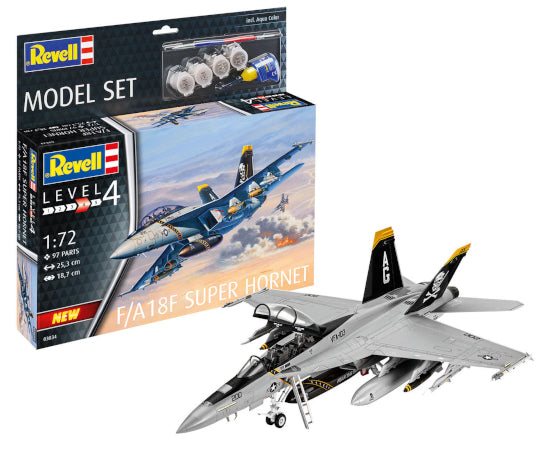 Revell Model Set 63834 F/A-18F Super Hornet (includes cement and paint) 1:72