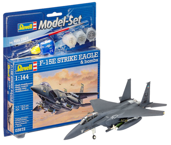 Revell Model Set 63972 F-15E Strike Eagle & Bombs (includes cement and paint) 1:144