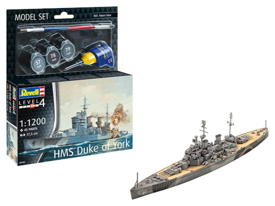 Model Set 65182 Battleship HMS Duke of York (includes cement and paint) 1:1200