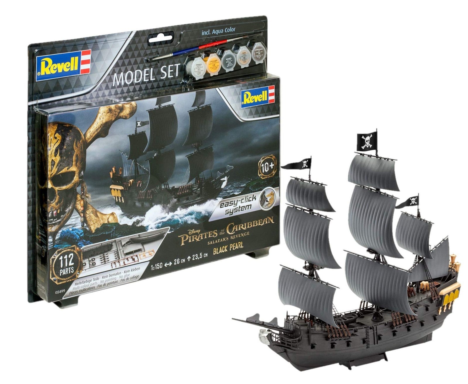 Revell Model Set 65499 Pirates of the Caribbean Black Pearl (includes paints)easy-click system  1:150