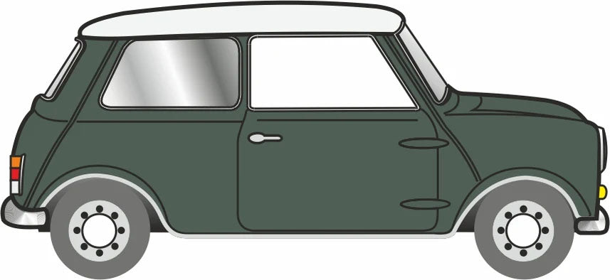76MN003 - Oxford Diecast - Almond Green/Old English White Austin Mini
