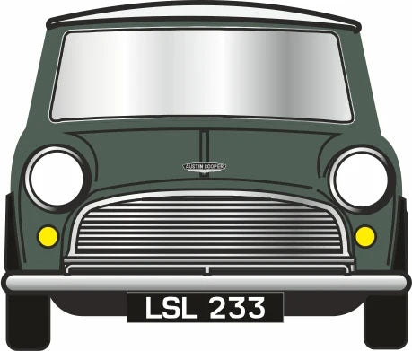 76MN003 - Oxford Diecast - Almond Green/Old English White Austin Mini