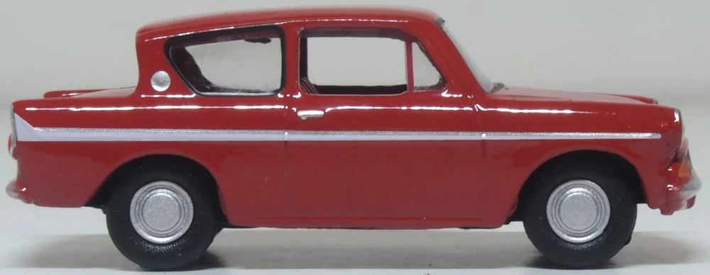76105012 - Oxford Diecast - Ford Anglia Monaco Red - 1:76 Scale