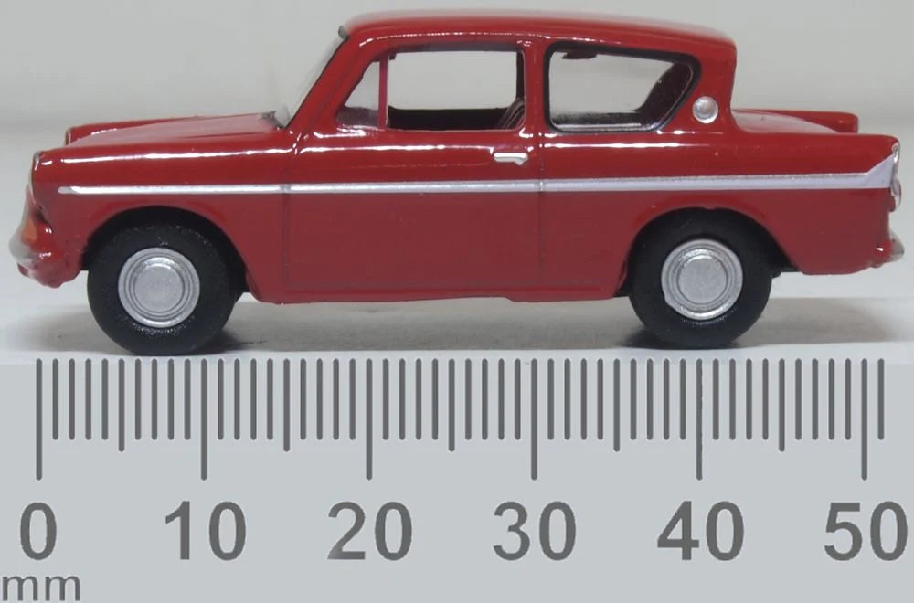 76105012 - Oxford Diecast - Ford Anglia Monaco Red - 1:76 Scale