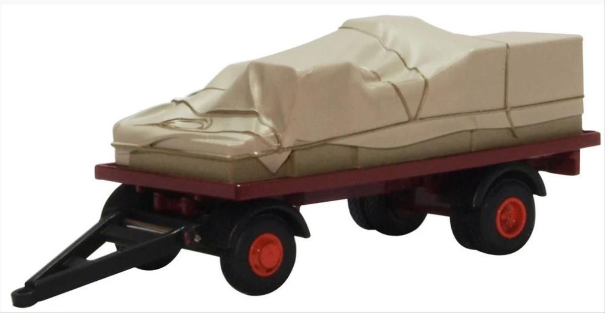 76CTR002 - Oxford Diecast - Canvassed Trailer Maroon/Red
