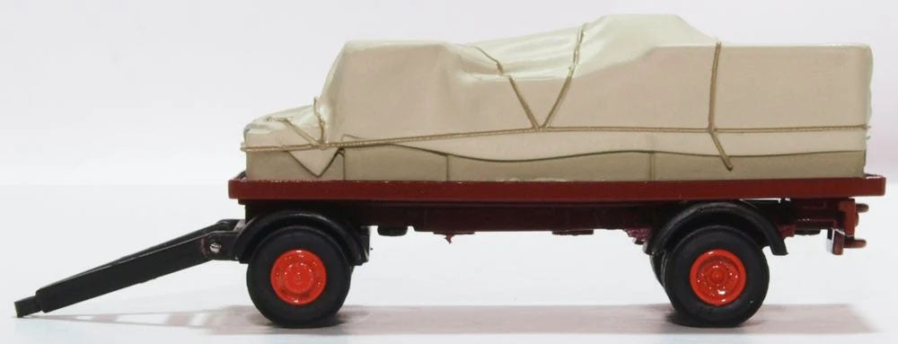 76CTR002 - Oxford Diecast - Canvassed Trailer Maroon/Red