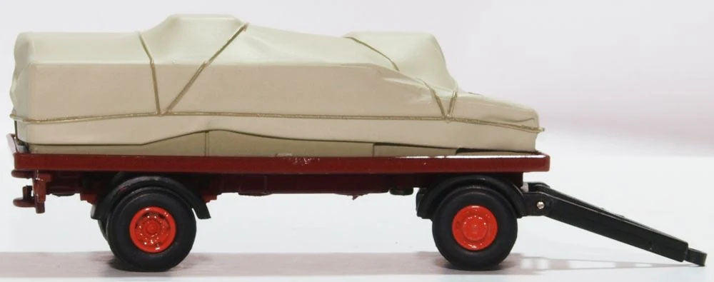 76CTR002 - Oxford Diecast - Canvassed Trailer Maroon/Red