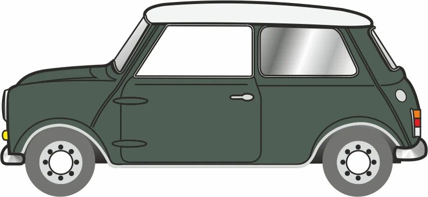 76MN003 - Oxford Diecast - Almond Green/Old English White Austin Mini