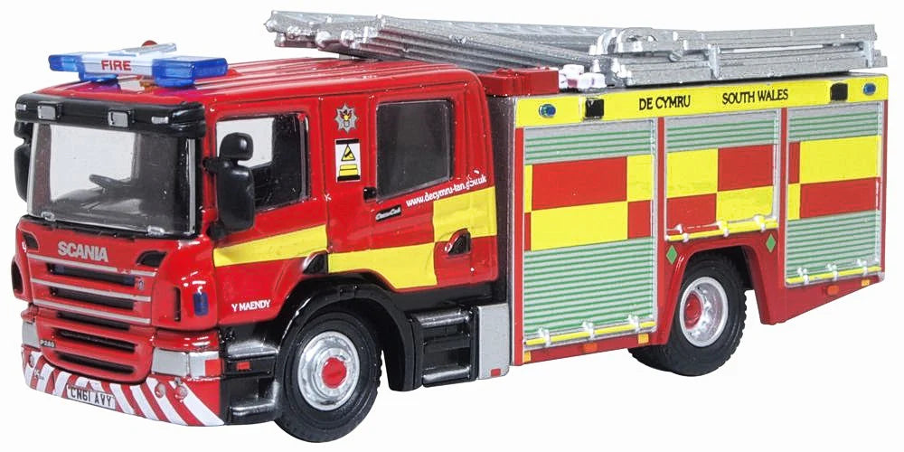 76SFE012 - Oxford Diecast - Scania Pump Ladder CP28 South Wales - 1:76 Scale