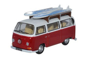 76VW024 VW Bay Window Bus/Surfboards Montana Red/White