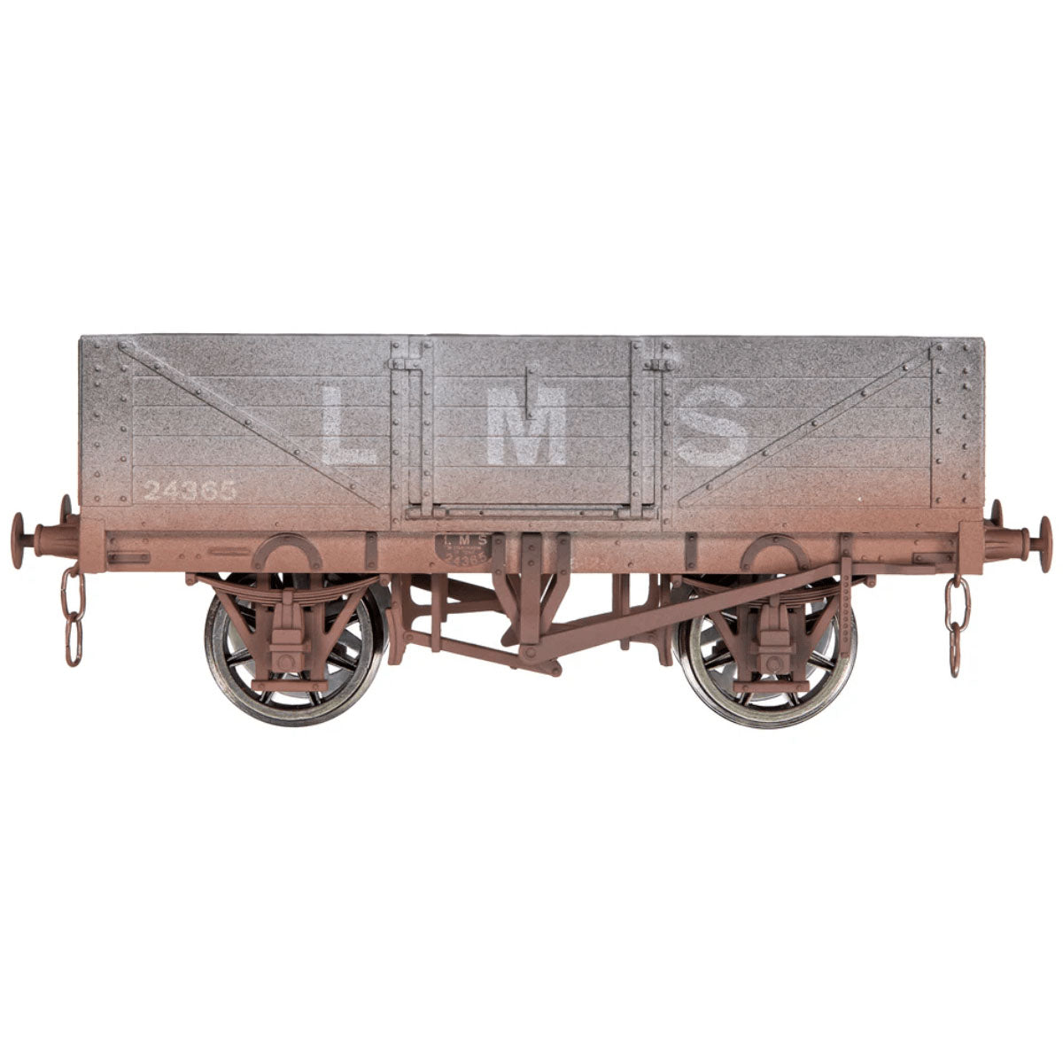 7F-051-058W - Dapol - O - 5 Plank Open Wagon - LMS Grey - No. 24365 - Weathered