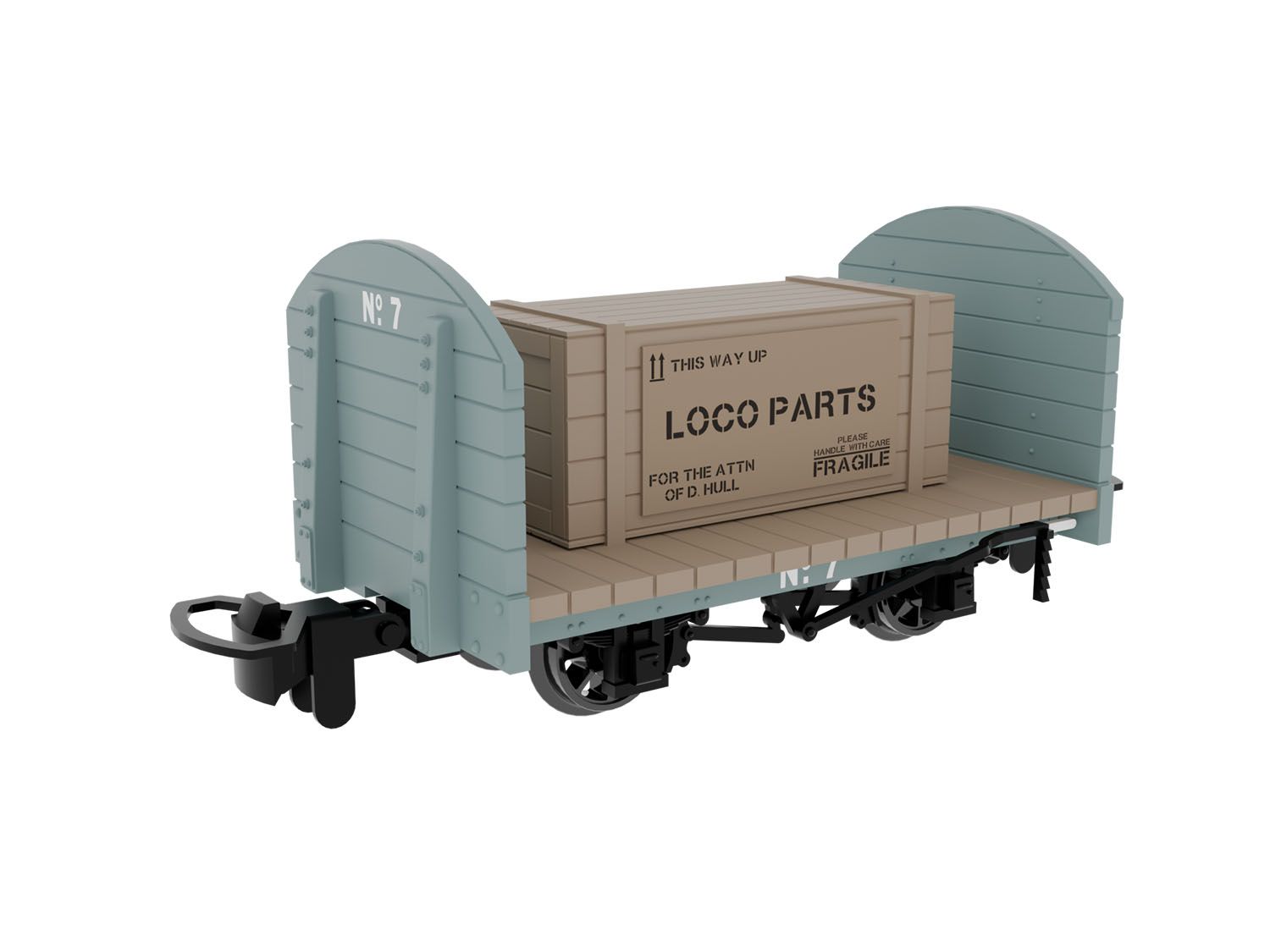 833203 - Rapido - OO9 - Round Ended Flat - Plain Grey No. 7 (with removable crate)
