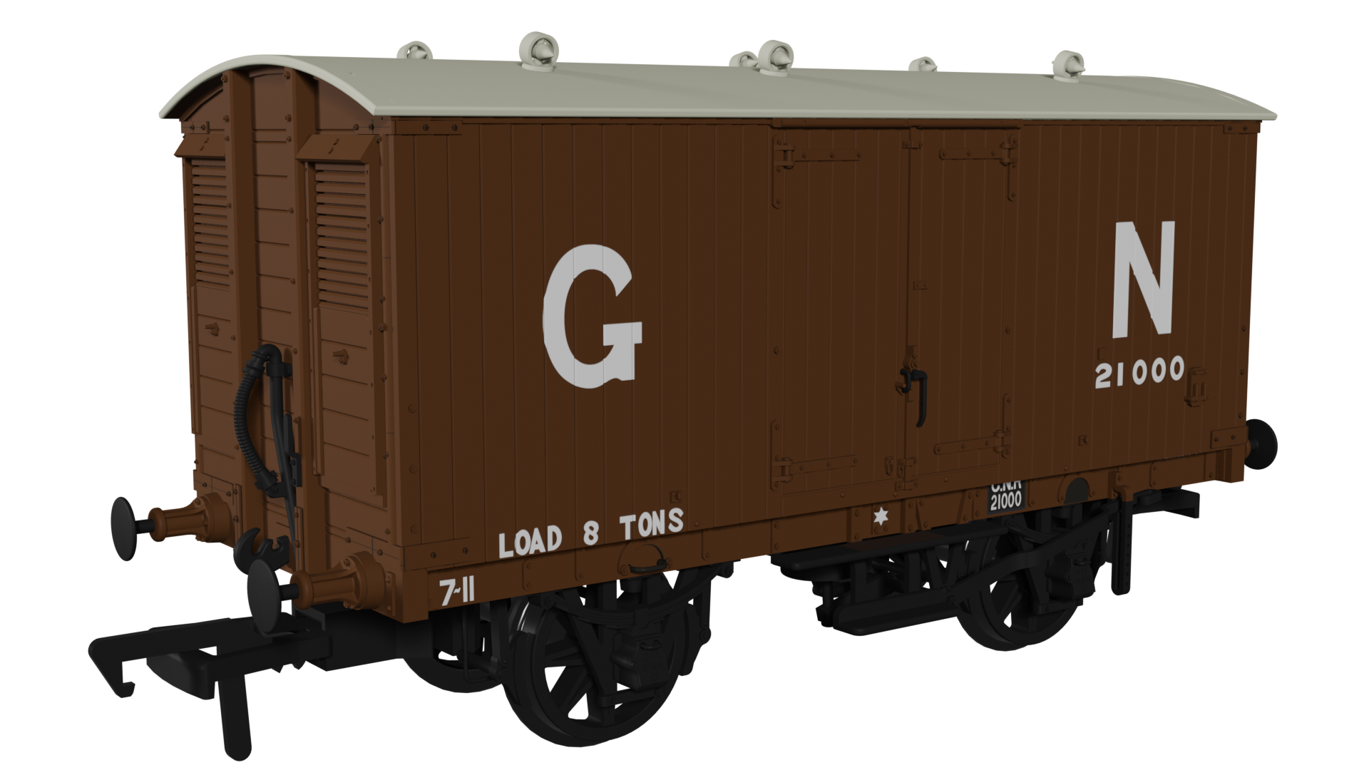 930002 - Rapido - OO - GNR 8T Van GN Livery No.21000