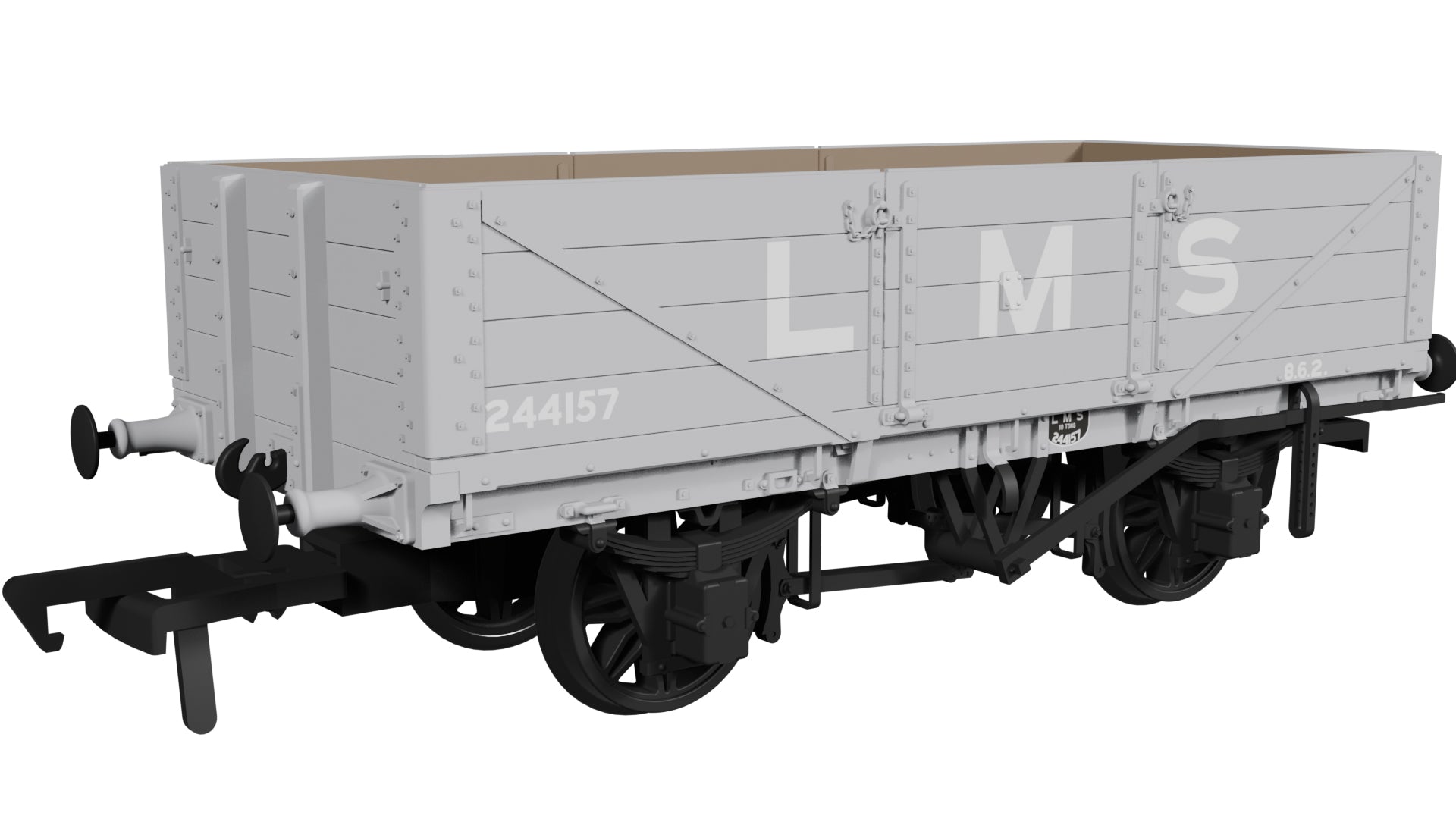 950006 - Rapido - OO - LNWR D84 4-Plank Open LMS Grey (pre 1936) No.244157