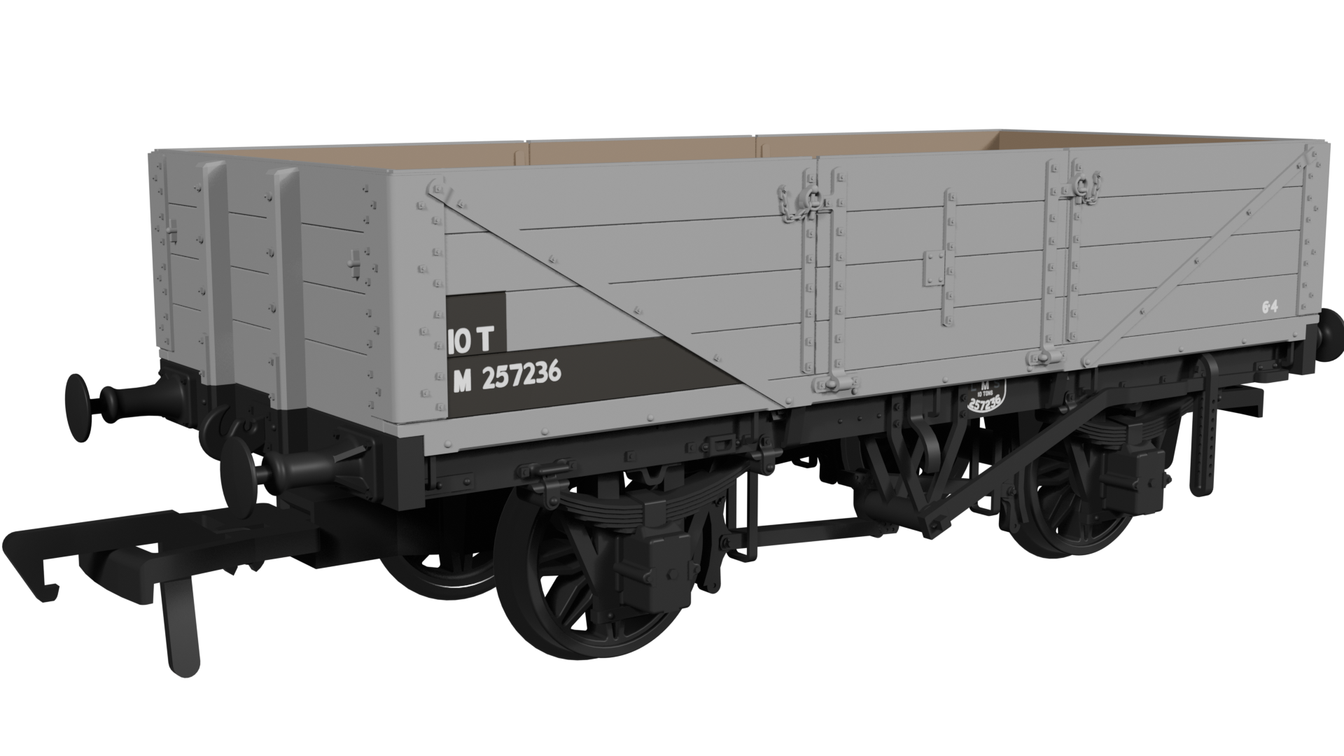 950017 - Rapido - OO - LNWR D90 4-Plank Open BR Grey N.257236