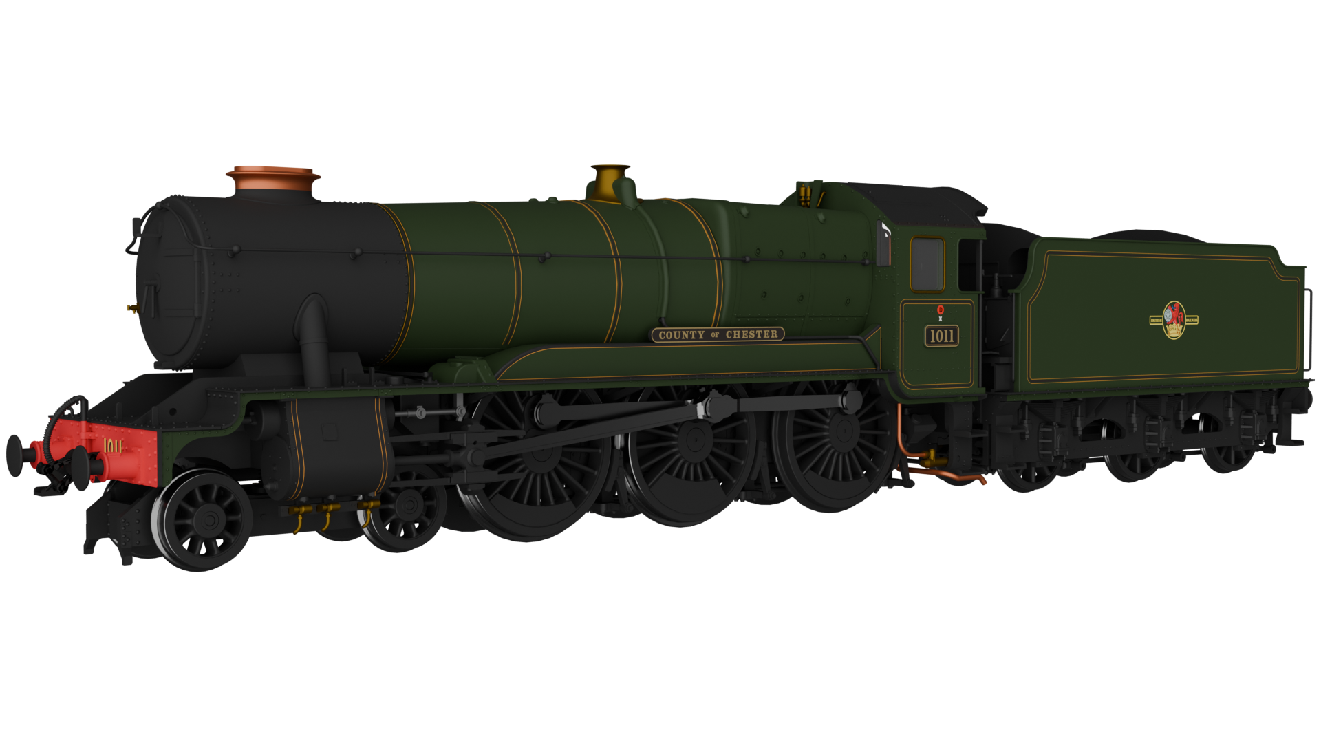 954010 - Rapido - OO - GWR County No.1011 'County of Chester' BR Lined Green Late Crest - DCC Ready