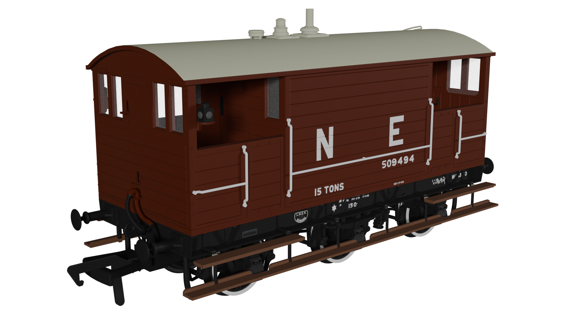 975007 - Rapido - OO - GCR 15T 6w Brake - LNER Bauxite pre-1936 No.509494