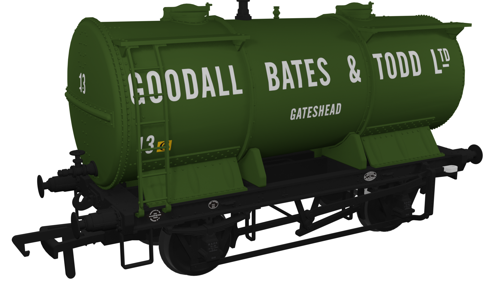 981012 - Rapido - OO - Ammonium Nitrate / Chemical Tank Wagon - Goodall, Bates & Todd No.13