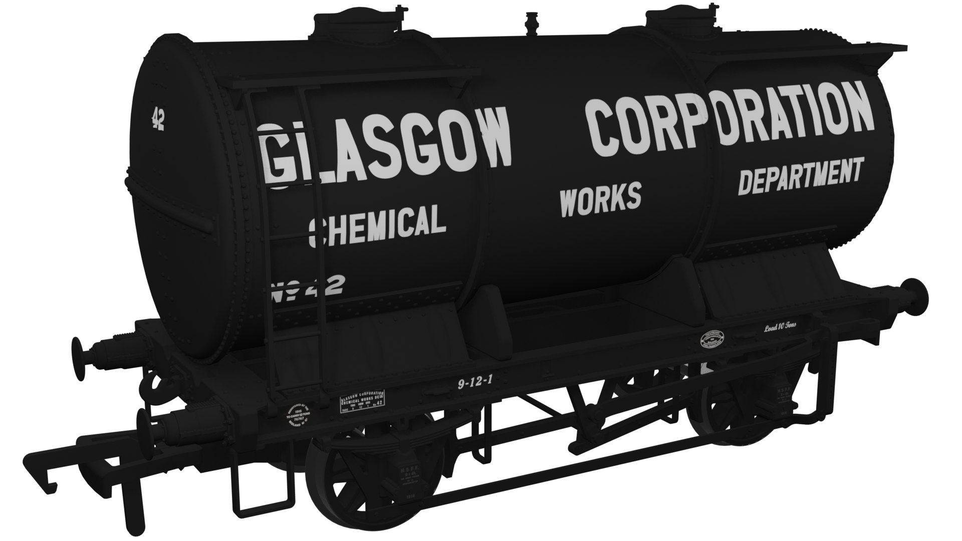981013 - Rapido - OO - Ammonium Nitrate / Chemical Tank Wagon - Glasgow Corporation Chemical Department No.42