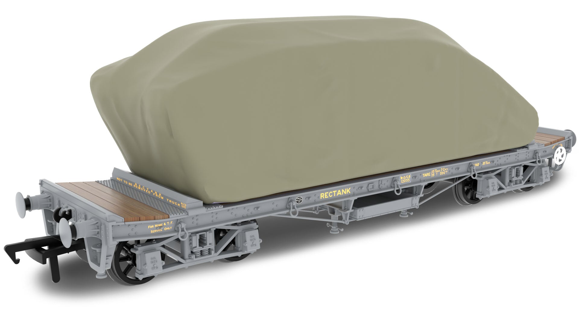 985003 - Rapido - OO - WD 35T Rectank No.12055 Grey (Tank Load)