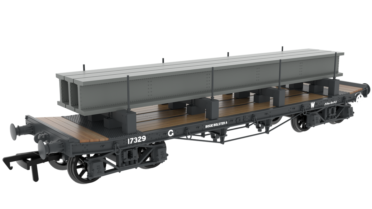985009 - Rapido - OO - WD 35T Rectank No.17329 - GWR Grey (1940s) (Girder Load on Bolsters)