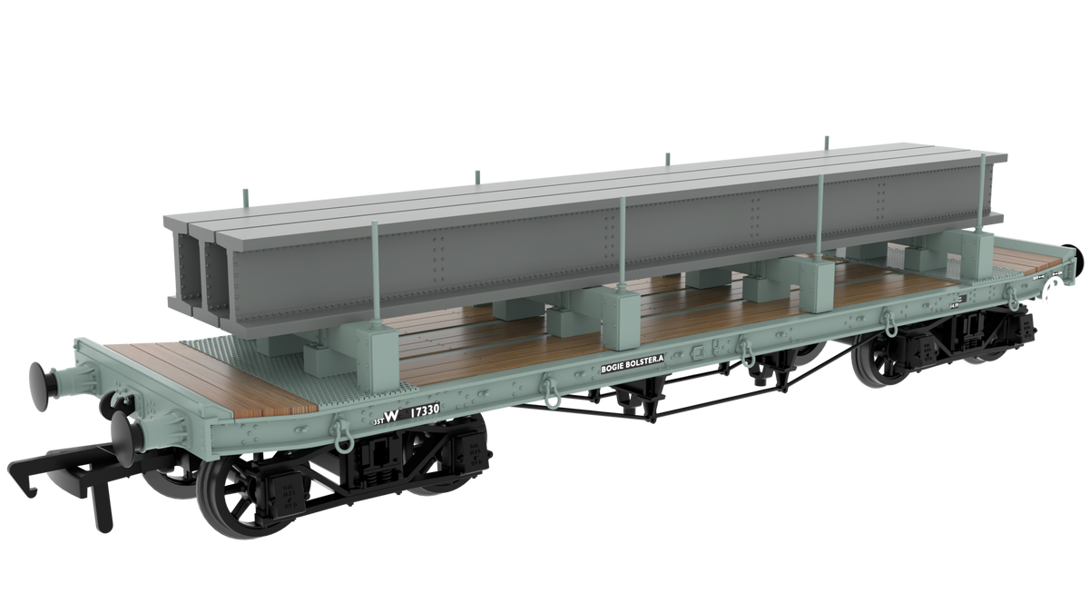 985016 - Rapido - OO - WD 35T Rectank No.W17330 - BR Grey (Girder Load on Bolster)