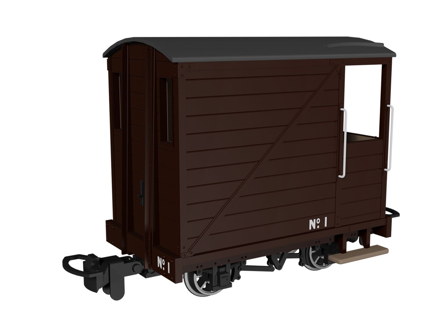 990801 - Rapido - OO9 - Single Veranda Brake Van - Plain Brown No.1