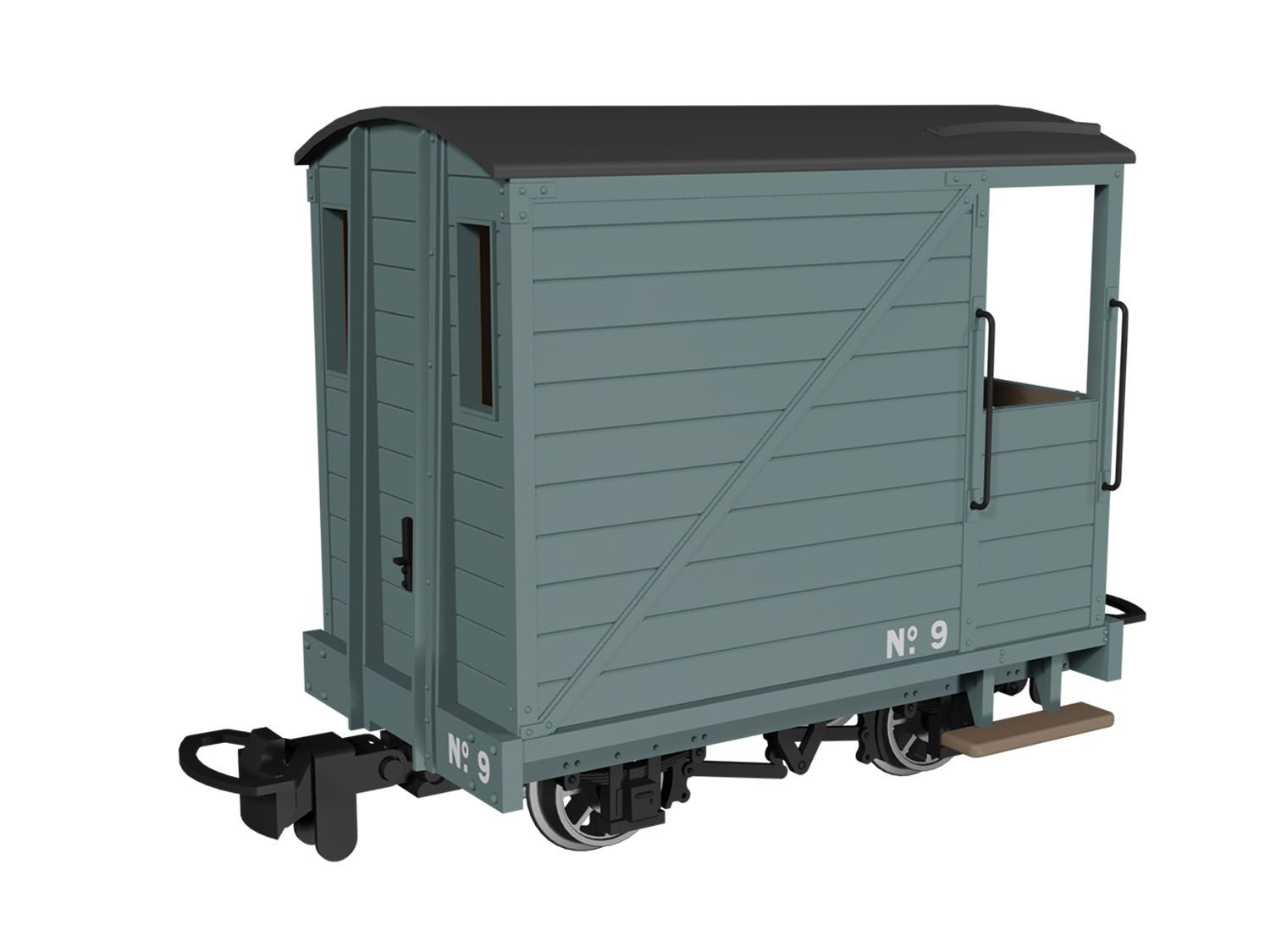 990803 - Rapido - 009 - Single Veranda Brake Van -  Plain Grey No.9